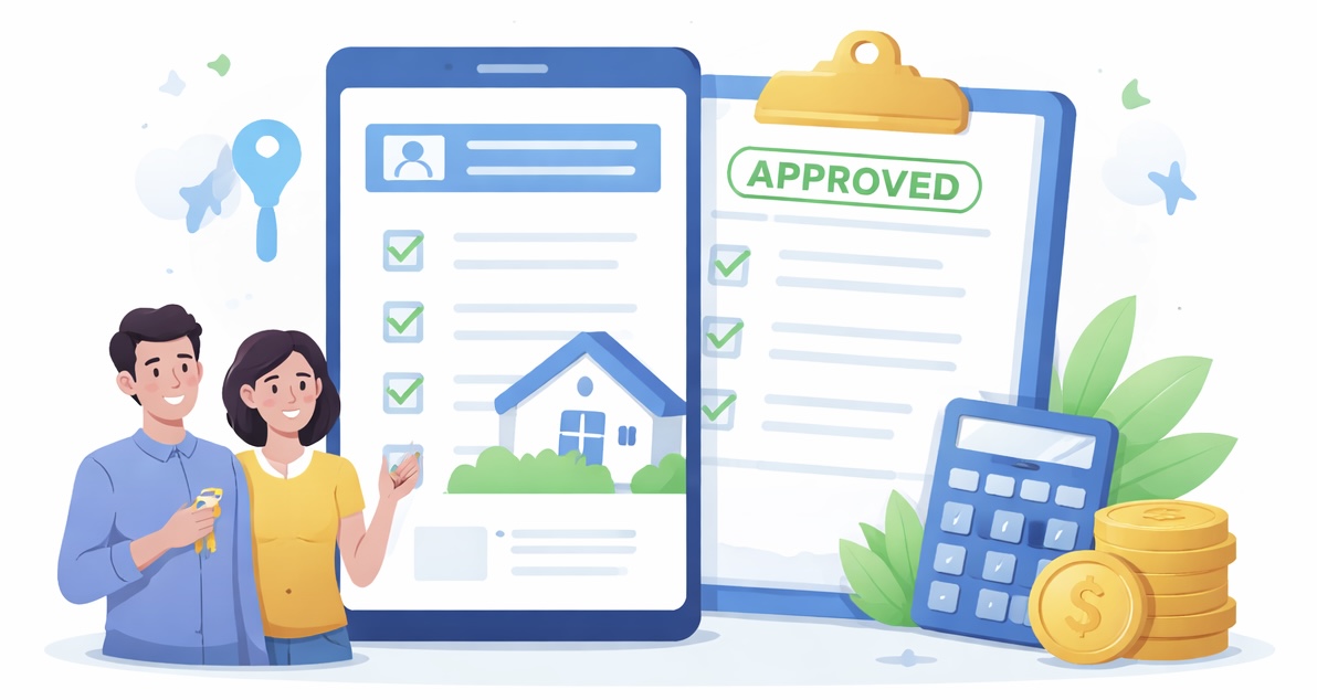 Couple completing an online mortgage application with Contemporary Mortgage Services